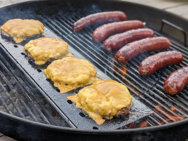 Grilled Burgers and Hot Dogs